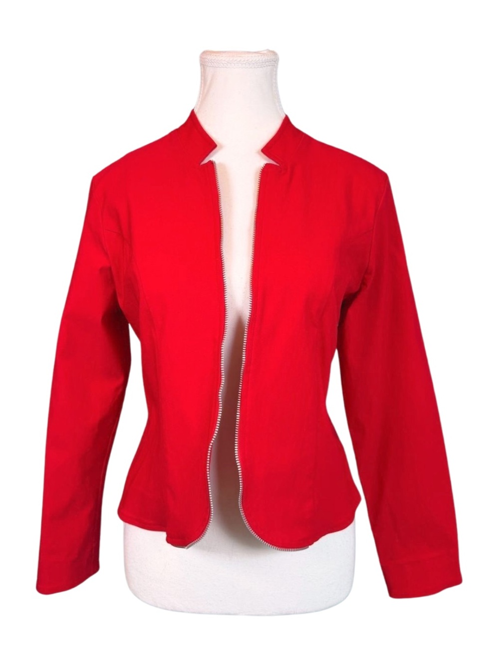 Vintage Bantry Bay Red Petite Zip Front Blazer Jacket Small